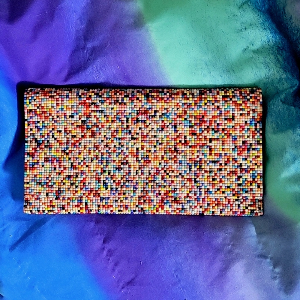 Sondra Roberts Multicolored Bead Foldover Clutch
